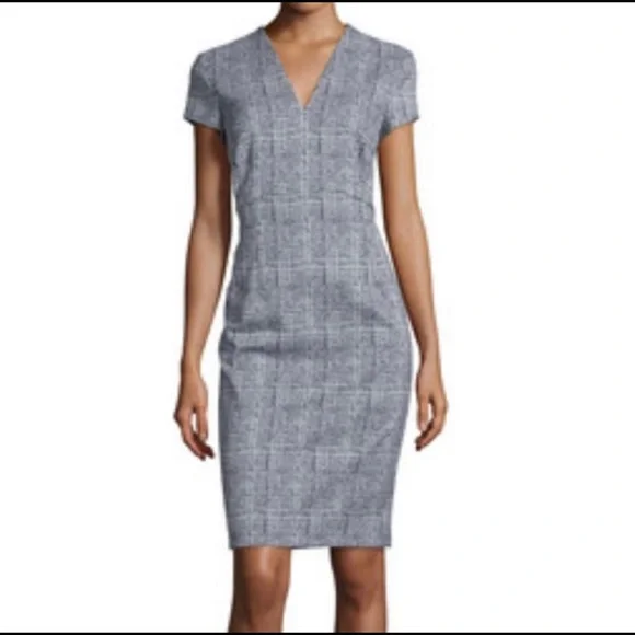 Escada Short Sleeve Glen Check Sheath Dress - Picture 7 of 8